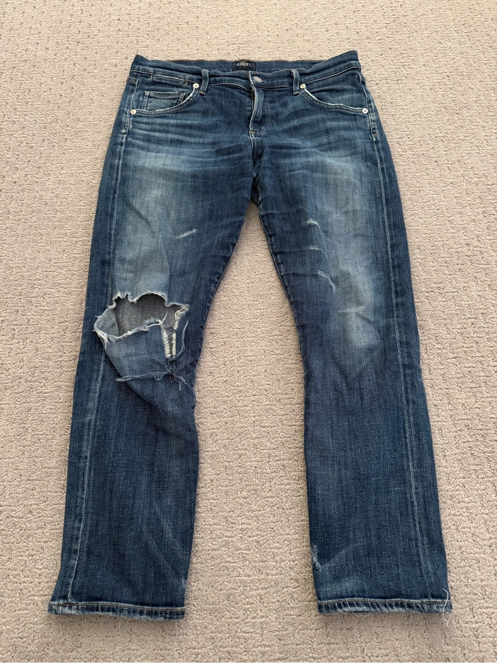 Agolde Women’s Isabel Slim Boyfriend Jeans Distressed- Size 28